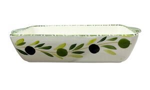 La Tavola Italy Olive Vine Casserole Lasagna Handmade Ceramic Pan 16.5 X 9.5